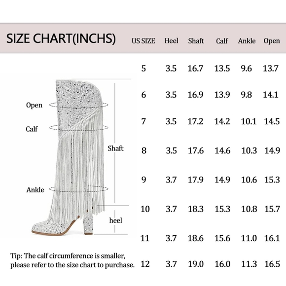 Women's Silver Fringe Rhinestone Cowboy Boots Silver 7 - Picture 16 of 16